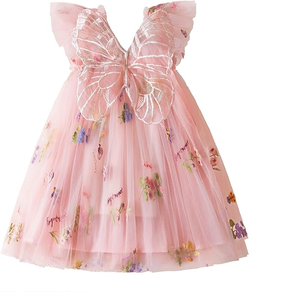Baby Girl Dress Casual Flower Embroidery