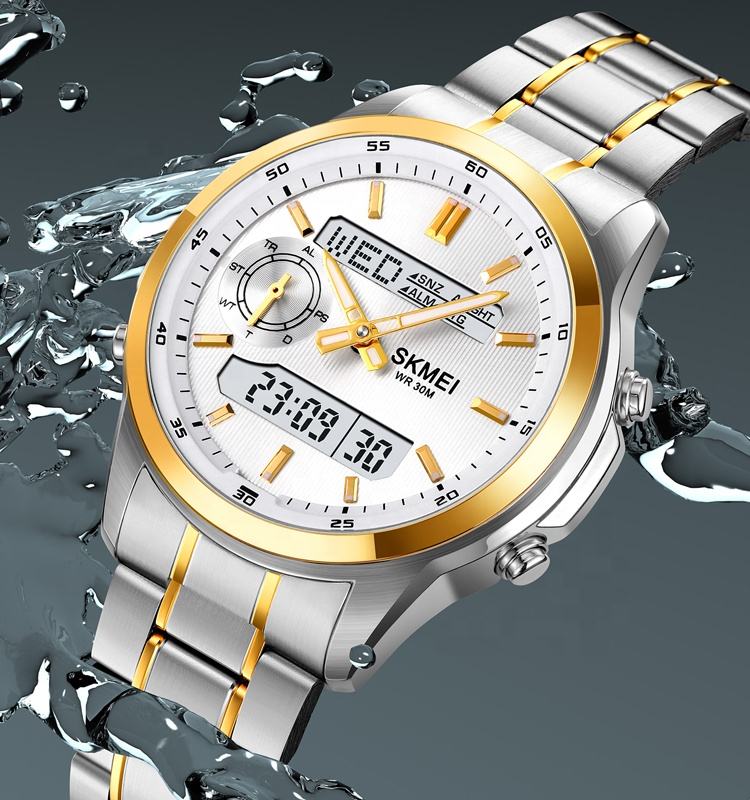 Luxury Men's Wrist Watches Famous Brand Dual Time Business Outdoor Digital Watch 3ATM Waterproof